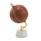 12" Brown Leather Handmade Stitched Globe with White Marble Base